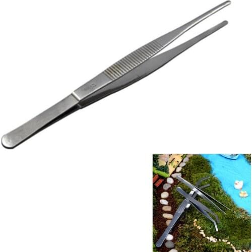 1Pcs Useful Stainless Steel Tweezer DIY Fairy Garden Craft Decoration Micro Gnome Terrarium Gift 17cm