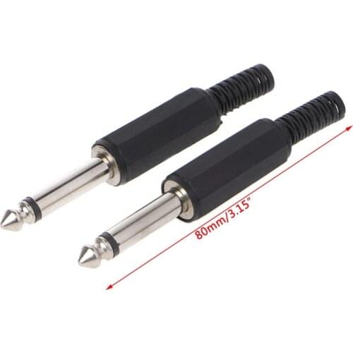 10 Pcs 6.35mm Male 1/4" Mono Jack Plug Connector Jack Adapter 203B