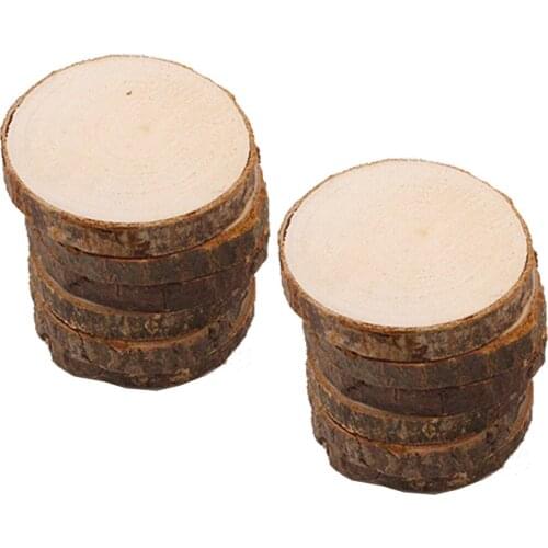 10pcs 1.3inch Unfinished Round Wood Tree Slices Circles Wooden Circles with Bark for DIY Crafts Home Decor Christmas Ornaments