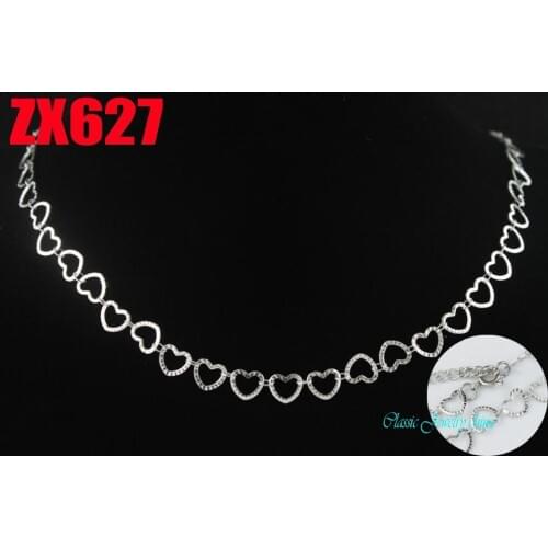 14"-38" embossing heart shape stainless steel necklace welding chain with snap hook fashion lady jewelry parts 20pcs ZX627