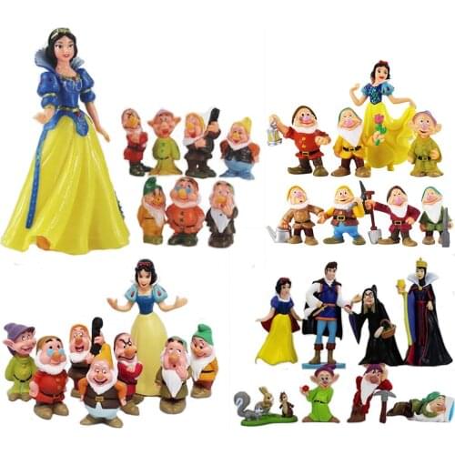 8pcs/Set Princess Snow White and the Seven Dwarfs Prince Queen Squirrel Rabbit PVC Action Figure Model Toys Kids Gift Brinquedos
