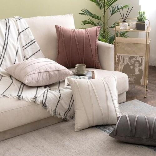 30*50cm Solid Color Velvet Stripe Pillow Case 45cm * 45cm Throw Cushion Cover Car Home Sofa Bed Decorative Pillowcase 40826