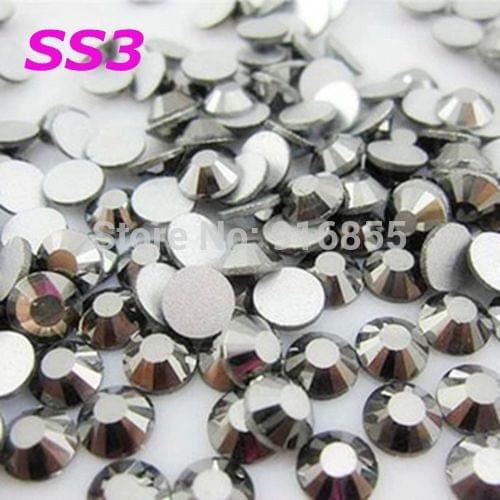 Free Shipping 1440pcs SS3 (1.3-1.5mm) Silver Rhinestones for Nail Art,Flat Back Non Hotfix Glue on Nail Art Rhinestones