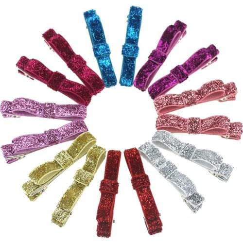 Sparkly Glitter Ribbon Lined Hair Clip Bow Tuxedo for Childrens Women Girls Barrettles Clip Headwear Accessoies
