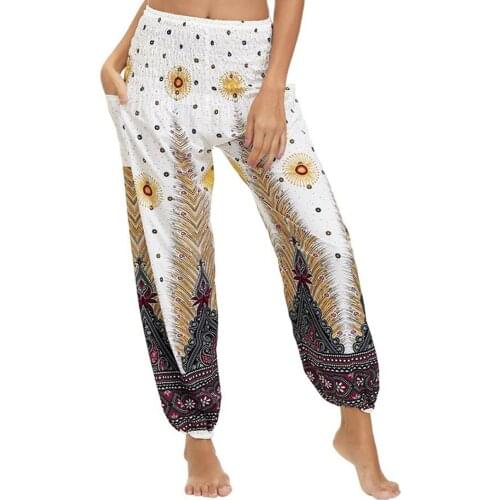 Bohemian Tapered Elephant Harem Loose Yoga Travel Lounge Pants