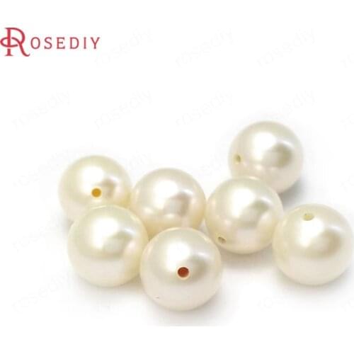 C109)2 pieces 6.5-7mm 7.5-8mm Hole 0.8mm Natural Freshwater Pearl Round Half-pierced Beads Diy Jewelry Findings Accessories