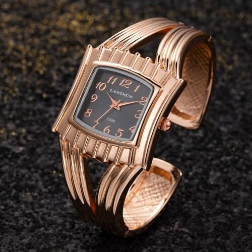 New Womens Watches Top Brand Luxury Bracelet Quartz Movement Fashion Square Alloy Dial Rose Gold Womens Watch Gifts Reloj Mujer
