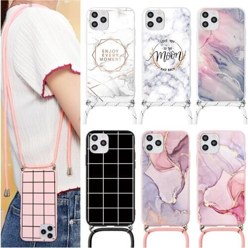 Marble Lanyard Case For Huawei Honor 30S 20S 10i 9A 9S 8X 9X 10 20 30 Y5p Y6p Y7p Y8p P20 P30 P40 Lite E Pro P Smart 2020 Funda