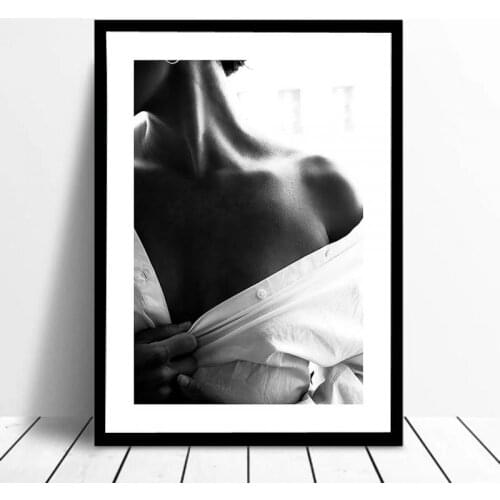 Nordic Home Decoration Wall Art Beauty Strapless Clavicle White Shirt Modern Fashion Poster Canvas Print Painting Background Wal