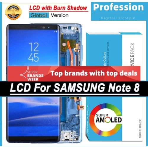 100% Tested 6.3'' Display with Burn Shadow for Samsung Galaxy Note 8 N9500 N9500F LCD Touch Screen Repair Parts + Service Pack