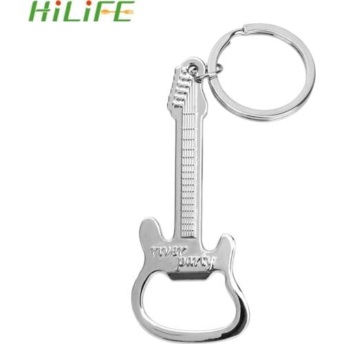 HILIFE Keychain Bottle Opener Zinc Alloy Key Chain Keyring Guitar Shape Beer Bottle Opener