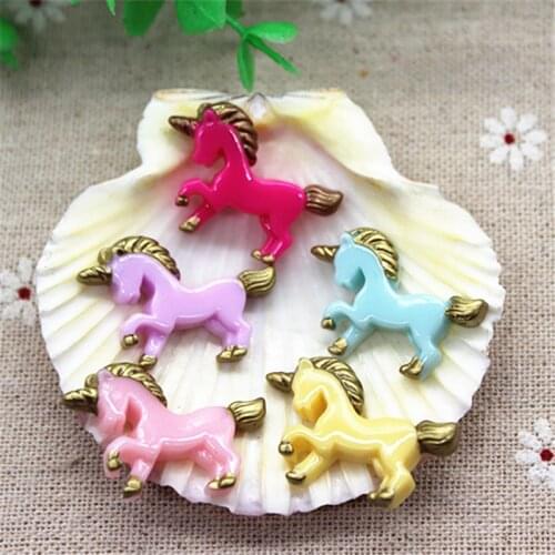10pcs Kawaii Resin Cartoon Animal Unicorn Flatback Cabochon Art Supply DIY Craft Scrapbooking,20*29mm