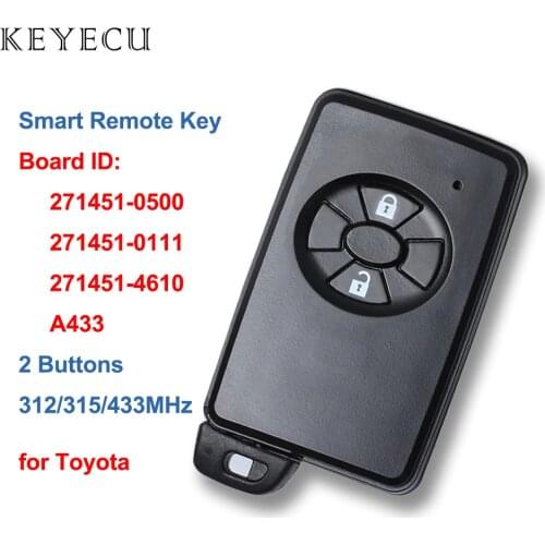 Keyecu Smart Remote Car Key Fob 2 Button for Toyota Corolla RAV4 Auris Vanguard Premio Mark X Zio 271451-0500 / 0111 / 4610 A433