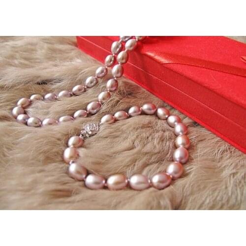 8-9MM Big Size Fashion Freshwater Pearl Necklace&Bracelet Set Nice Jewelry Party Gift+Free 925 Silver Stud Pearl Earrings