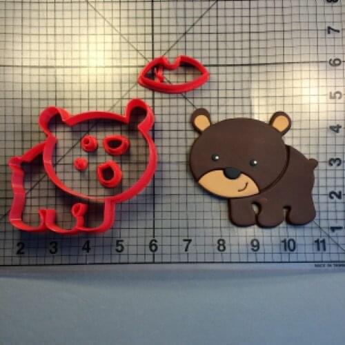 Cute Cartoon Bear Cookie Cutter Kitchen Baking Supplies Cake Icing Decoration Tool Set 3D Printed Custom Seal
