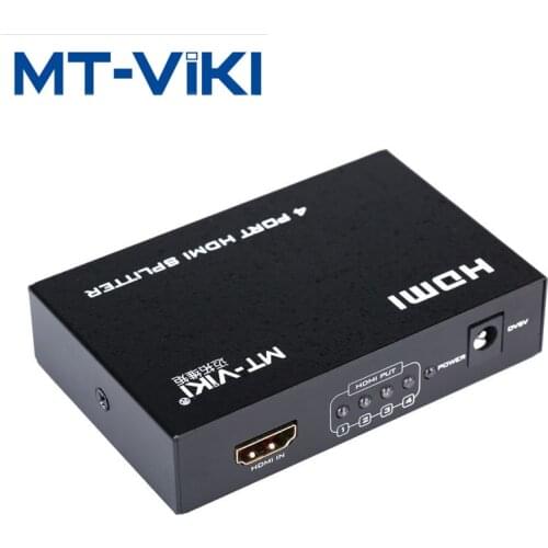 MT-VIKI 4 Port HDMI Splitter 1x4 HD Distributor 1080P FHD 3D 1 Input 4 Output 5V 2A Power Supply MT-SP104M