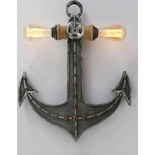Ship Anchor Wall Lamp Industry Retro Double Head Bedroom Living Room Wall Lamp Iron Decor Home Lamp Industrial Decor