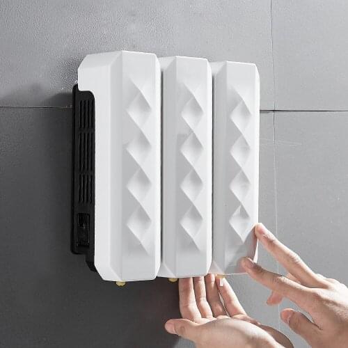 048 Nail Free Wall Mounted Bathroom 350ML Manual Soap Dispenser Mounted Shampoo Liquid Soap Bottle Bathroom Accessories