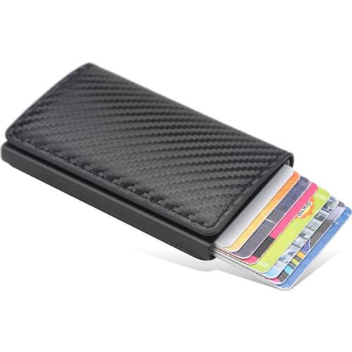 New Carbon Fiber Card Holder Wallets Men Brand Rfid Black Magic Trifold Leather Slim Mini Wallet Small Money Bag Male Purses