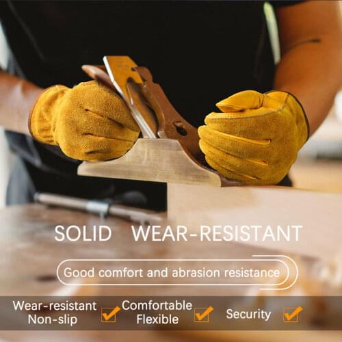 Work Gloves Cowhide Leather Men Working Welding Gloves Safety Protective Garden Sports Wear-resisting Gloves