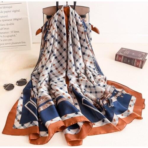 2020 luxury brand women scarf summer silk scarves shawls lady wraps soft pashimina female Echarpe Designer beach stole bandana