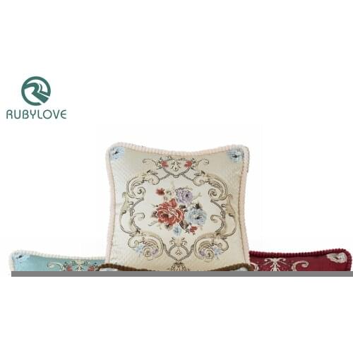 RUBYLOVE 48*48cm Polyester Cotton Fabric Retro Chinese Style Pillowcase Luxury Embroidery Car Sofa Cushion Cover