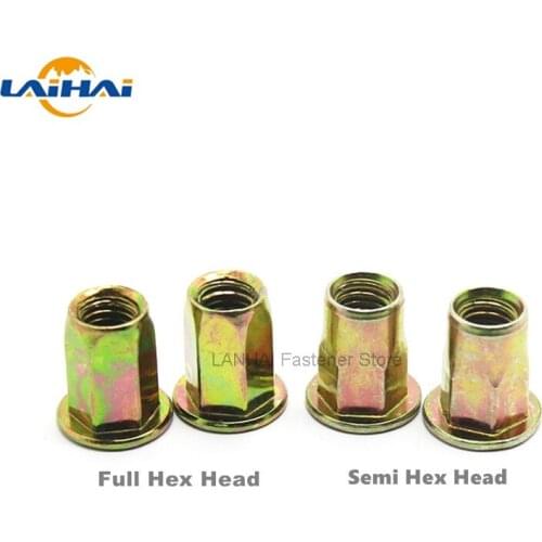 5/10/20pcs M4 M5 M6 M8 M10 M12 Carbon Steel Hex Hexagon Flat Head Binding Rivet Nut Insert Rivnut Nutsert Metric Thread
