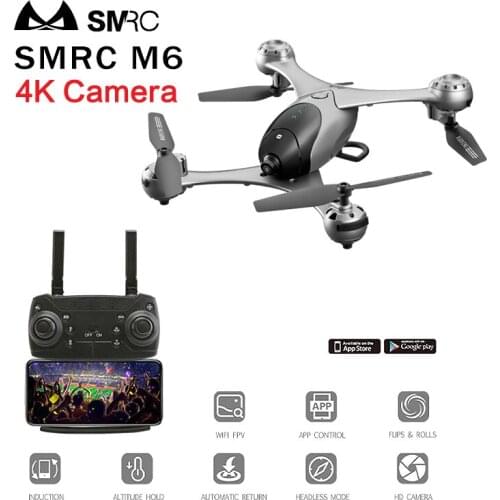 SMRC M6 4K HD Camera Drone Brushless Motor FPV Quadcopter Optical Flow Positioning Gesture Photo Drone VR Experience Follow Me