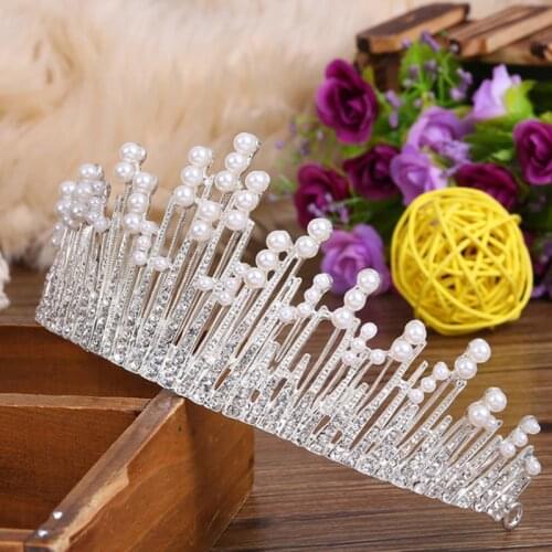 1Pc Vintage Multilayer Luxury Crystal Pearl Tiara Crown Wedding Hair Accessories Bridal Party Jewelry Big Headbands