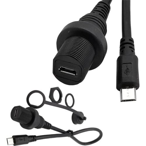 30cm Micro USB 2.0 IP67 Waterproof Cable,Micro-USB 5pin IP 67 Male to Female Panel Mount Water Proof Connector Extension cord