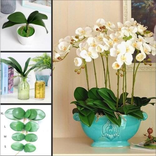High Quality Simulation of the Phalaenopsis Leaf Potted Plants for Home Garden Decor Ornament Wedding Decoration Supplies