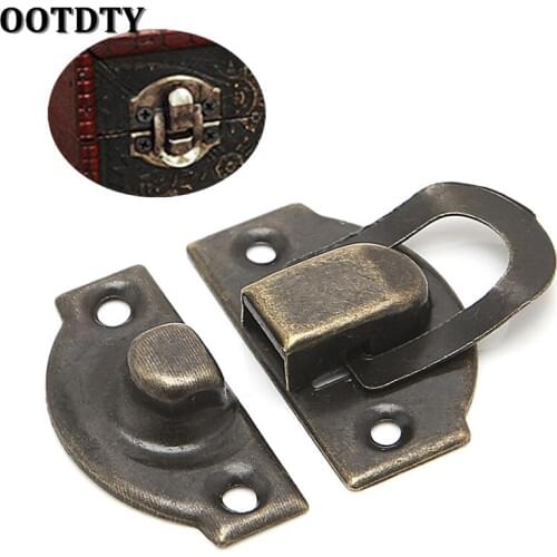 10PCS OOTDTY Antique Metal Lock 25x20mm Wooden Jewelry Box Decorative Padlock Hasps Latch With Screws Furniture Hardware