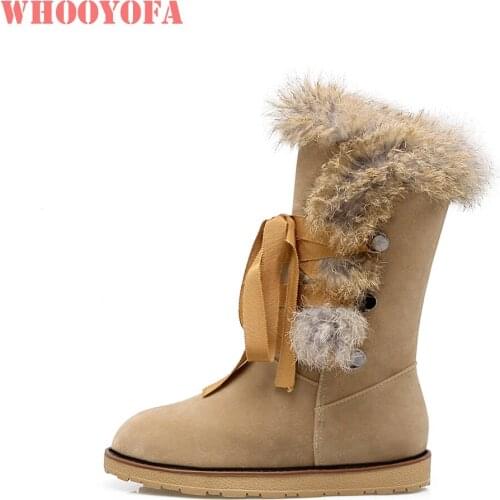 Brand New Hot Winter Super Warm Gray Women Snow Furry Boots Comfortable Lady Casual Shoes Flat Heels WB82 Plus Big Size 10 43