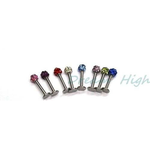 Labret Stud Labret Bar Crystal Lip Ring Fashion Body Piercing Jewelry For Women 316L Stainless Steel 30PCS/LOT