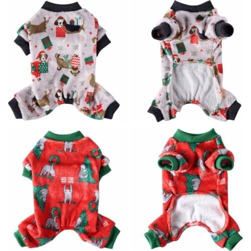 Winter Pet Dog Clothes Fleece Dog Jumpsuits For Dog Clothing Soft Cat Pet Cosplay Clothes Christmas Dog 4-legged Clothes