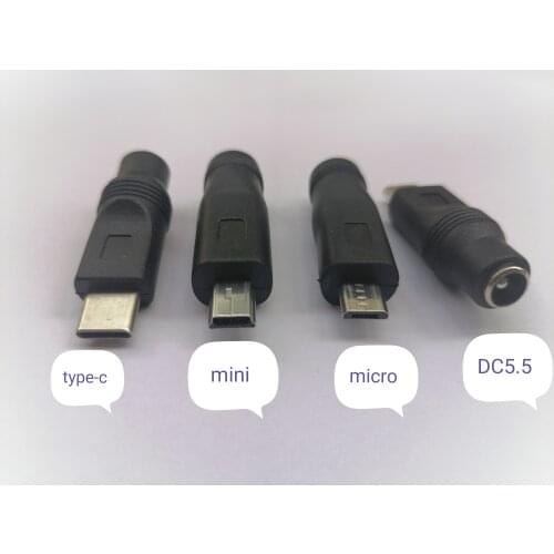 1Pcs/3Pcs DC 5.5 * 2.1 mm Power Jack USB 3.1 Type C USB-C Type-c 5.5mm *2.1mm Mini USB & Micro USB DC Power Connector Adapter