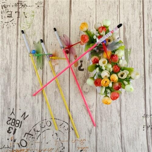 1PC Pet Toy Plush Ball/Dragonfly Rod Feather Stick Teaser Toys Cat Kitten Catcher Interactive Training Products Supplies