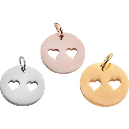 10Pcs 25mm Stainless Steel ID Tags Round Dog Tags Heart Stamping Blank Army ID Tag Pendant Necklace Jewelry 3 Colors Wholesale