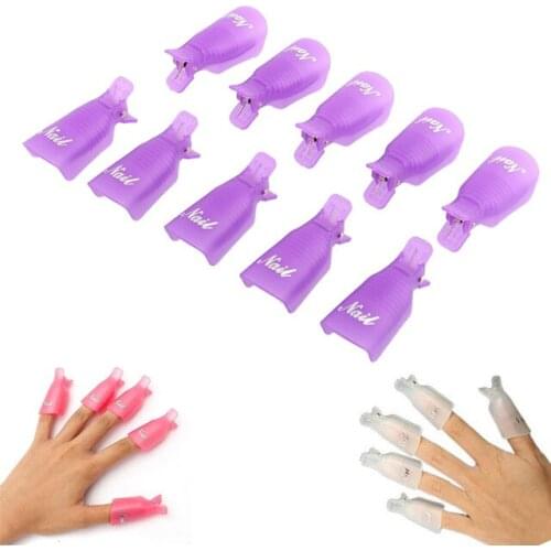 10PCS/pack Nail Beauty Manicure Tools Plastic Nail Art Beauty Equipment Soak Off Cap Clip UV Gel Nail Polish Remover Wrap