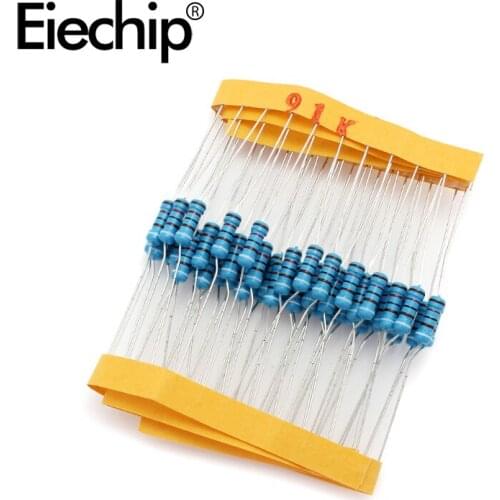 100pcs/lot 0.5W 1 ohm 1% Metal film resistor 1/2W resistance 91K Electronic resistors