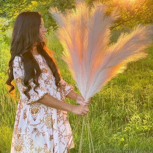 122cm Fake Pampas Grass Decor Vase Fillers Everlasting Flower Decorations Centerpieces Wedding Arch Flower Dusty Pink Faux Reeds