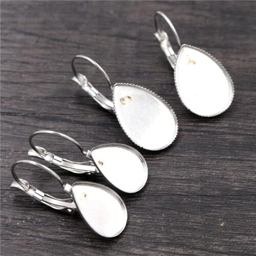 13*18mm And 10*14mm 10pcs Stainless Steel Drop French Lever Back Earrings Base,Fit 13x18mm And 10x14mm Drop Glass Cabochons