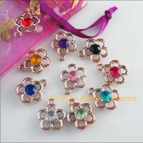 30 New Charms Mixed Acrylic UV Flowers Stars KC Gold Color Pendants 15x17mm