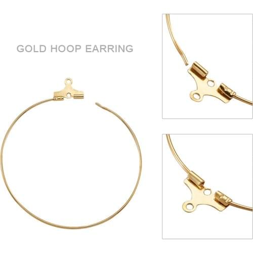 50pcs Brass Pendants Circle Hoop Earring Findings Golden for Jewelry Making DIY Earrings Accessories 40mm Hole: 1mm