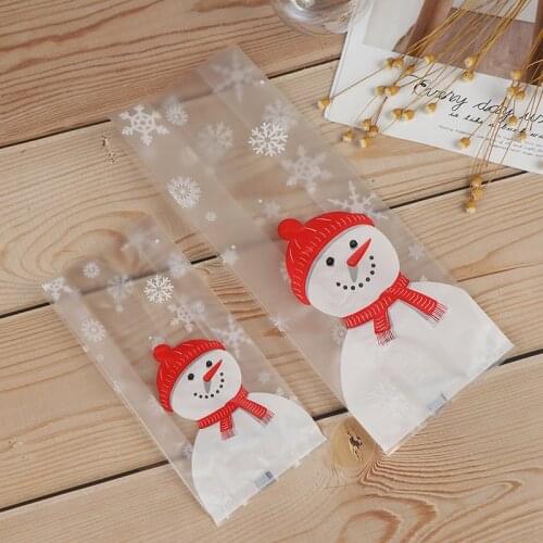 50pcs/lot Merry Christmas Baking Packaging Bags Cartoon Christmas Santa Claus Snowman Snack Candy Bag Cookies Candy Storage Bag
