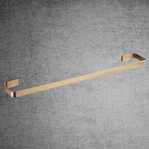 57x8.6cm Brass Flat Tube Wall-mounted Towel Rack Bathroom Aluminum Towel Bar Single Towel Shelf Wall Mounted Towel Holder (Brass