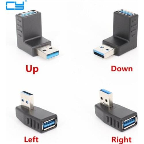 5pcies/lot USB 3.0 90 Right Angled Type A Left Right Up Down Design adapter male to Female connector Adapter