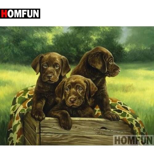 HOMFUN Full Square/Round Drill 5D DIY Diamond Painting "Animal dog" Embroidery Cross Stitch 5D Home Decor Gift A16623