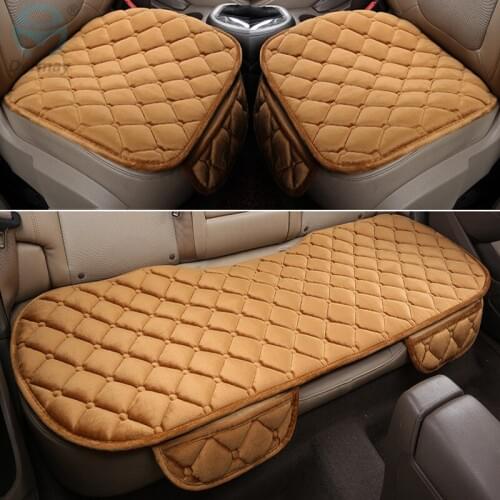 DERMAY 3PCS Car Seat Covers Set Universal Velvet Winter Warm Seat Mat Protector Pad Anti-Skid Cushion Car-styling Accessories