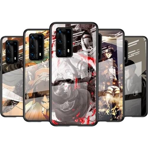 Tempered Glass Cover Attack on Giant Cool For Huawei P40 P30 P20 P10 Pro Plus Lite 5G 2019 Shockproof Shell Phone Case